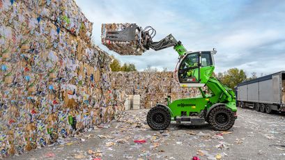 Teleskoplader Telehandler SENNEBOGEN 3.40 G mit Ballenklammer im Recycling Abfallwirtschaft