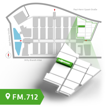 Lageplan der Freifläche auf der bauma Messe München mit dem SENNEBOGEN Stand